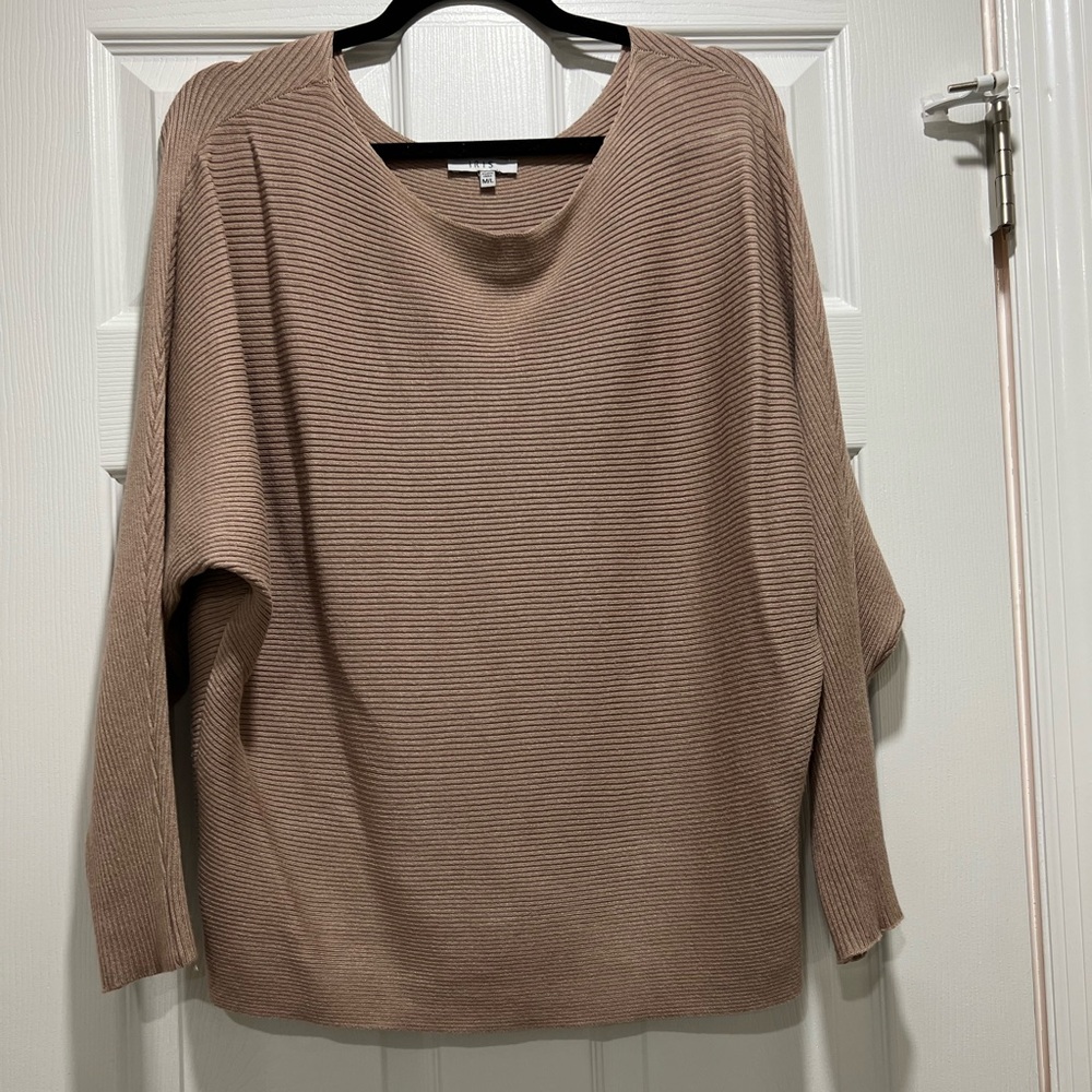 TAN RIBBED SWEATER TOP